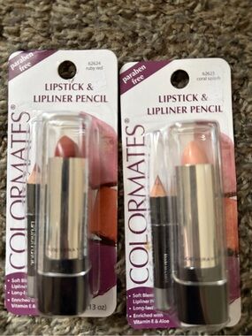 Maybelline ColorMates Lipstick & Lipliner Pencil - Ruby Red and Coral Splash